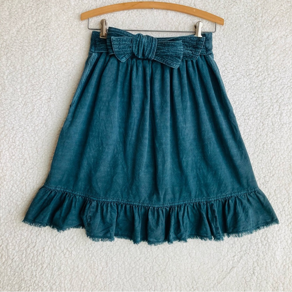 Anthropologie Pilcro Women’s teal Amora Ruffled Mini Skirt, Sz M - Picture 14 of 15